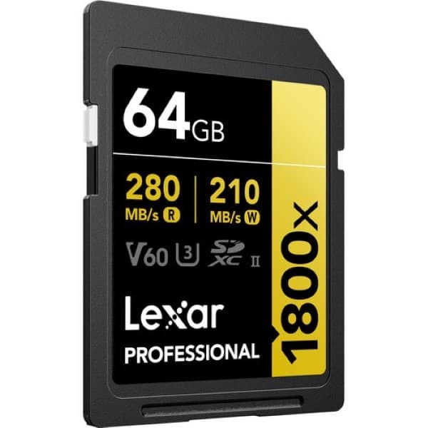 Lexar 64GB Professional 1800x SDXC UHS-II Memory Card (GOLD Series)