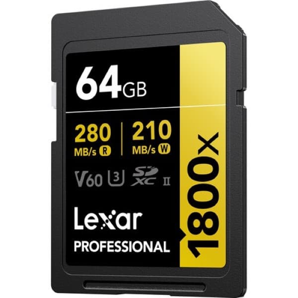 Lexar 64GB Professional 1800x SDXC UHS-II Memory Card (GOLD Series)