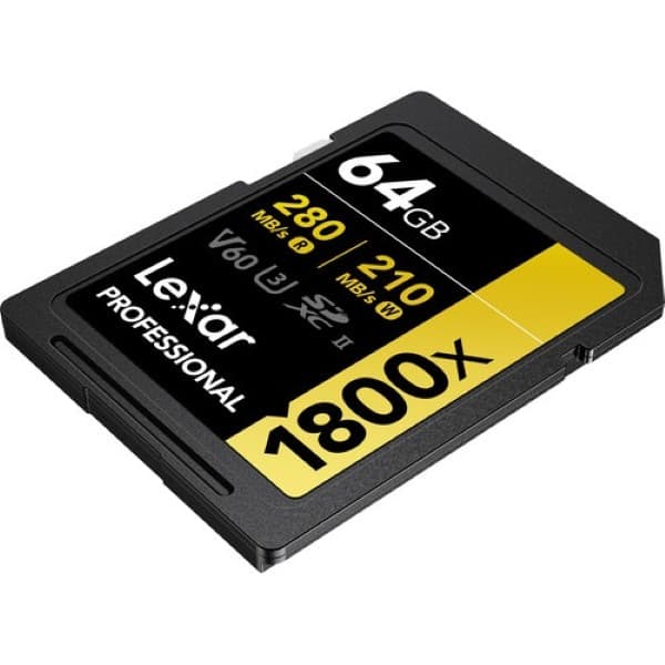 Lexar 64GB Professional 1800x SDXC UHS-II Memory Card (GOLD Series)