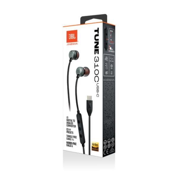 JBL Tune 310C USB Type C Earphones - Black