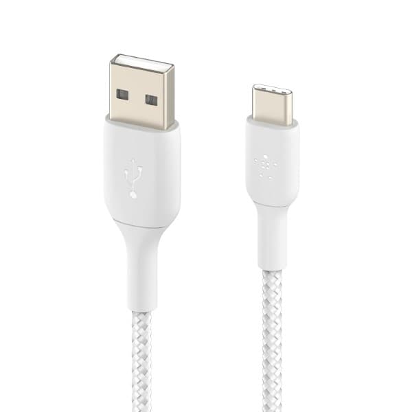 Belkin Boost Charge Type C To Usb-A 2.0 Tough Unbreakable Braided Nylon Cable 3.3 Feet (1 Meter) White