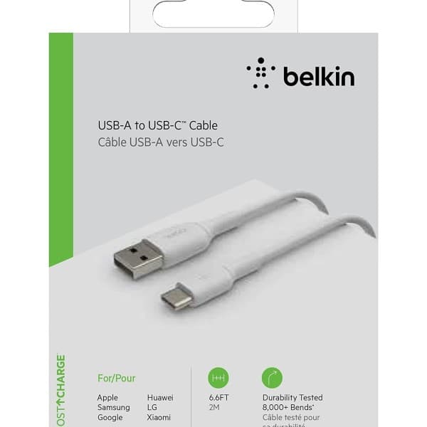 Belkin Boost Charge USB Type-A to C Cable (6.6 Feet/2 Meter, White)