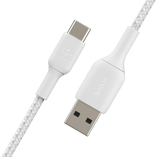 Belkin Boost Charge Type C To Usb-A 2.0 Tough Unbreakable Braided Nylon Cable 3.3 Feet (1 Meter) White
