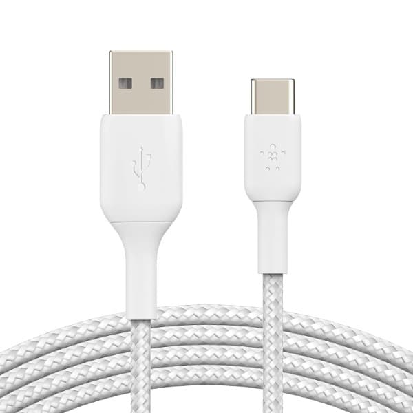 Belkin Boost Charge Type C To Usb-A 2.0 Tough Unbreakable Braided Nylon Cable 3.3 Feet (1 Meter) White