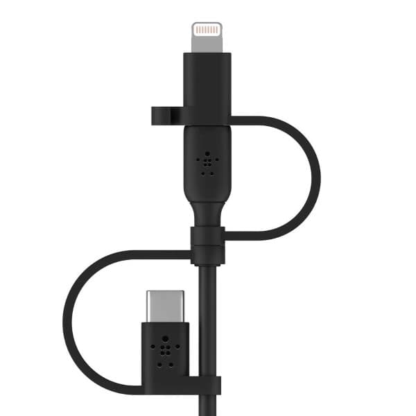 Belkin Universal Cable (3-in-1 USB-C, Lightning, Micro-USB Charging Cable) Charge Smartphones, Tablets, Power Banks and More 3.3ft/1m, Black