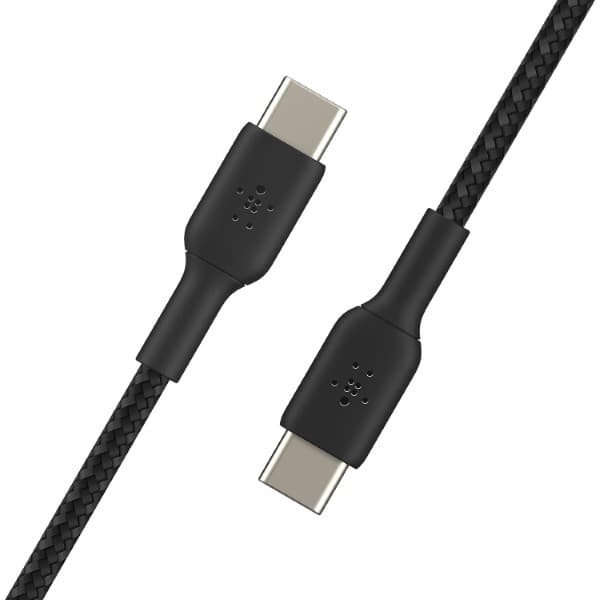 Belkin USB-IF Certified Braided 60 W USB-C to USB-C (Type C) Charge cable, 6.6 Feet / 2 Meter, Black