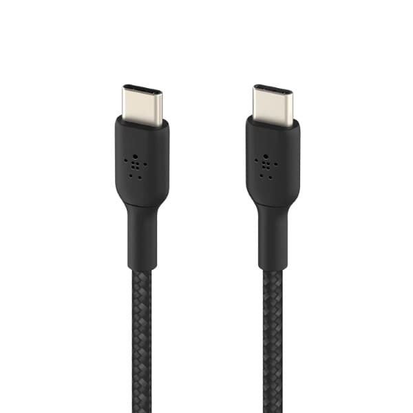 Belkin USB-IF Certified Braided 60 W USB-C to USB-C (Type C) Charge cable, 6.6 Feet / 2 Meter, Black