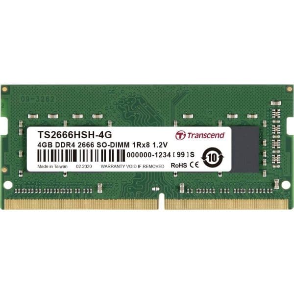 Transcend 4GB (1 X 4GB) DDR4 2666MHz SO-DIMM 1Rx8 512Mx8 CL19 1.2V Laptop RAM