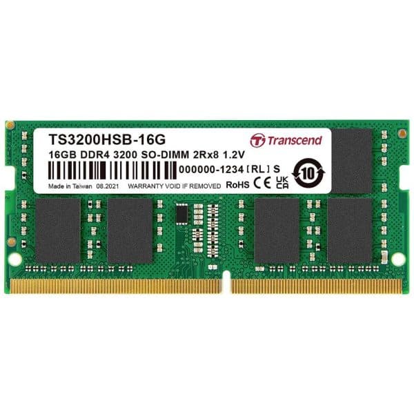 Transcend 16GB (1 X 16GB) DDR4 3200MHz SO-DIMM 1Rx8 1Gx8 CL22 1.2V Laptop RAM