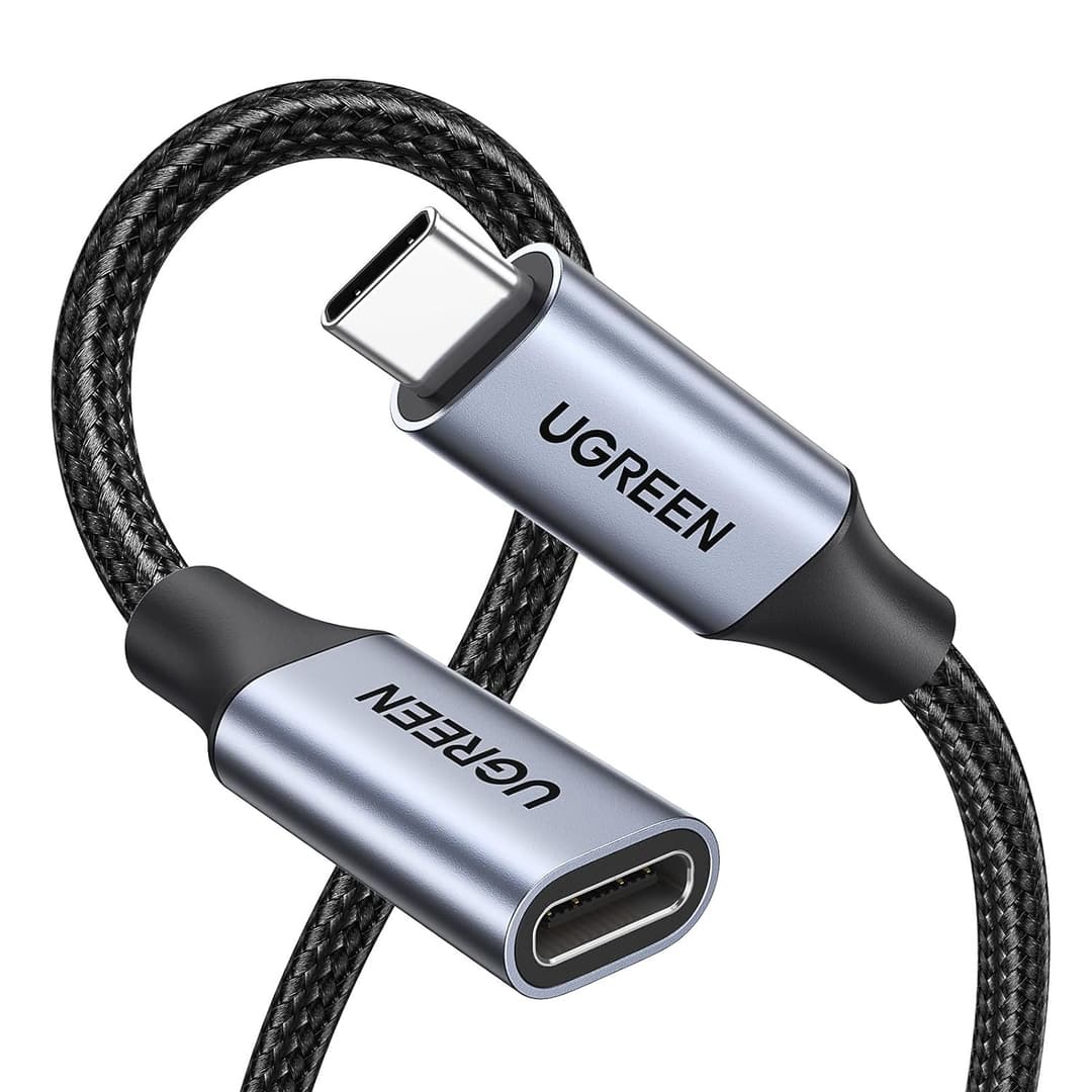 UGREEN USB C Extension Cable 3.3FT, USB C 3.2 Extender Nylon Braided Type C Male to Female Cord 100W Charging 10Gbps Transfer Compatible with Steam Deck, Hubs, MacBook Mini 2023/Pro, iPad, etc