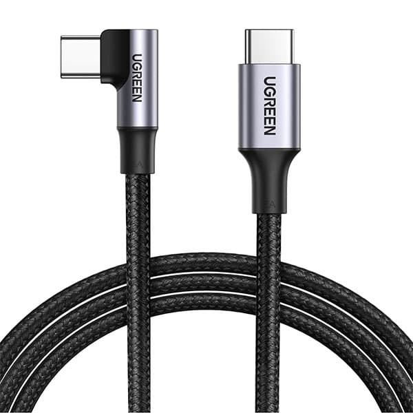 Ugreen 100W USB C to USB C Cable, 100W Type C 90 Degree Fast Charging Cable Compatible with iPhone 15/15 Plus/15 Pro, MacBook Pro 2022, iPad Pro 2022, Dell XPS, Samsung Galaxy S24/S23, 3.3FT