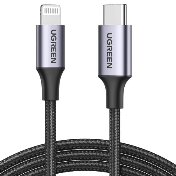 Ugreen USB C to Lightning Cable - MFi Nylon Braided Fast Charging Cable With Power Delivery For Tablet, Personal Computer, Laptop, Smartphone - (Space Gray, 3.3 Feet, 1 Metres)